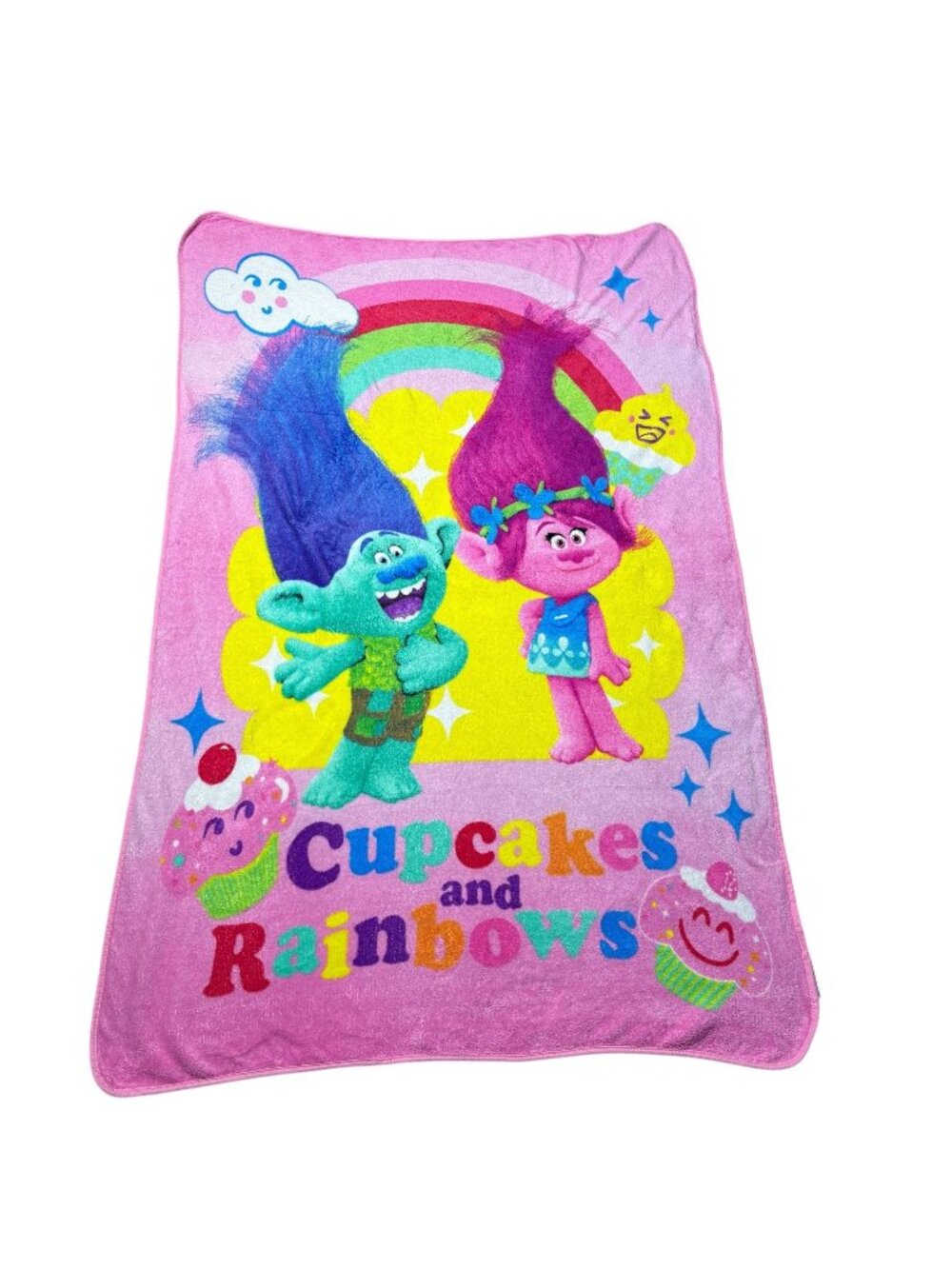 Trolls Poppy & Branch Cupcakes & Rainbows Fleece Blanket 40X60